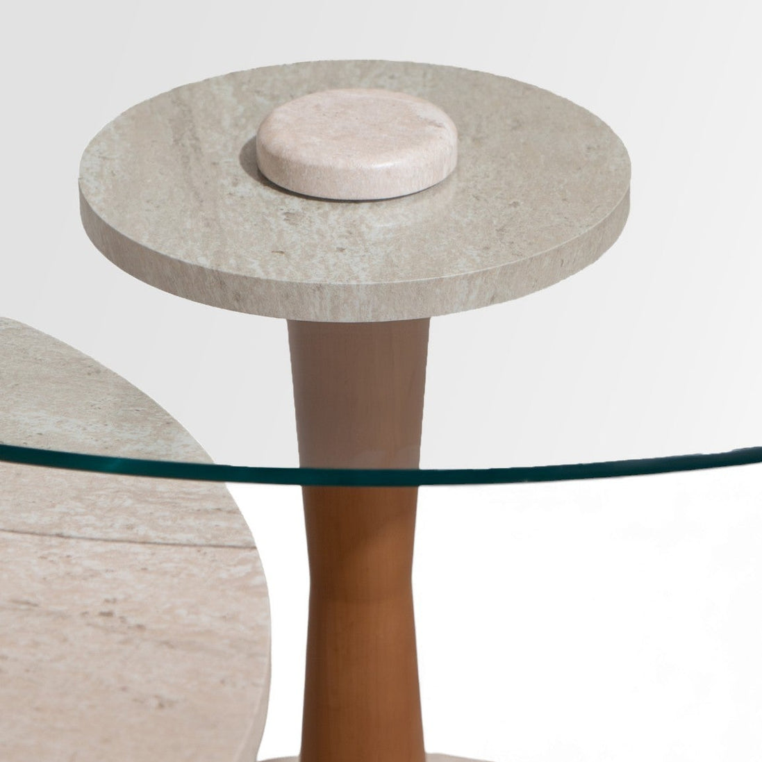 687 Travertine Walnut Coffee Table Set