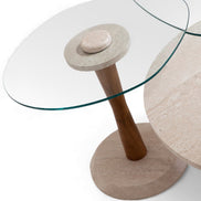 687 Travertine Walnut Coffee Table Set