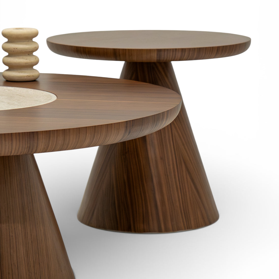 693 - 694 Coffee Table Set Walnut Travertine