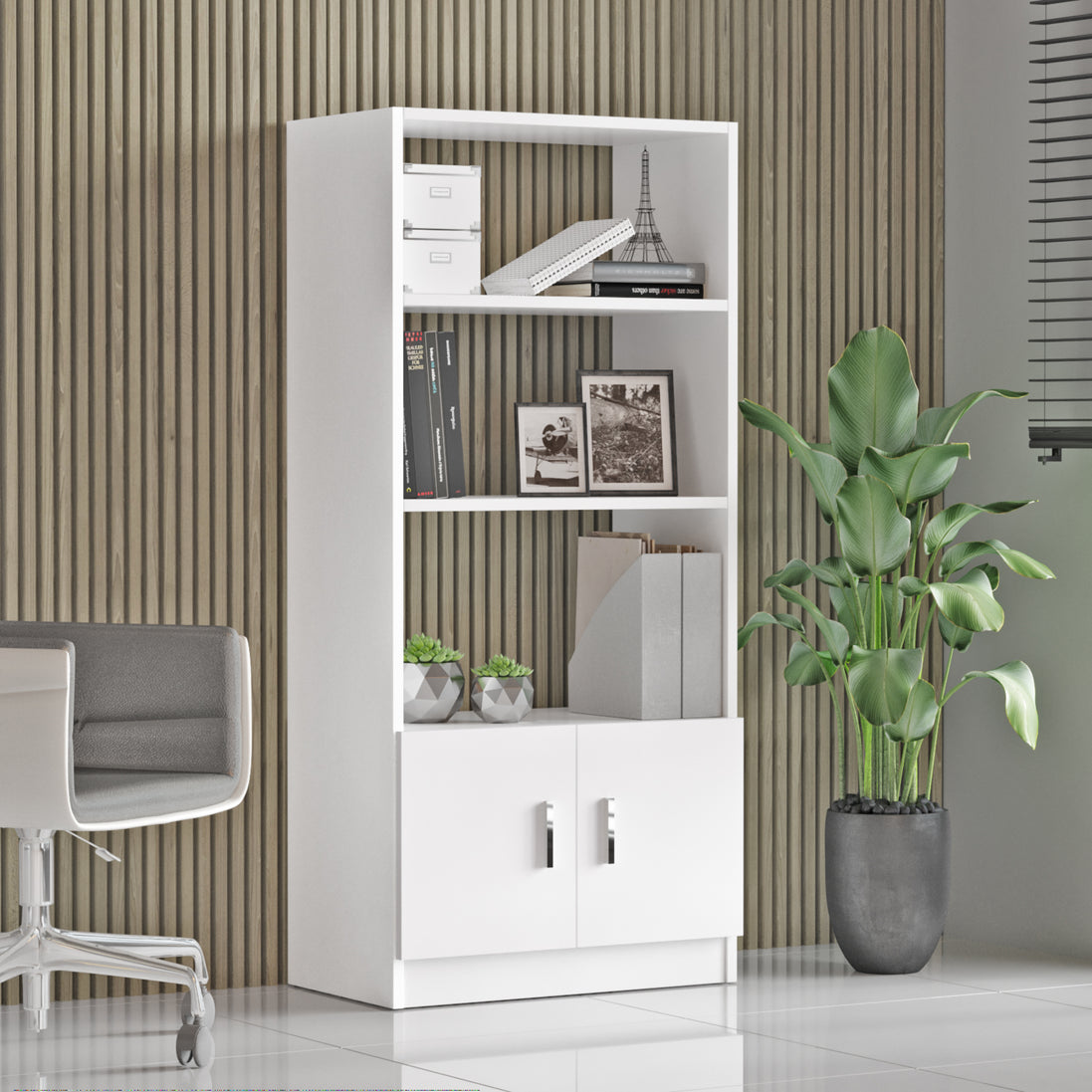 Valmere Book shelve file cabinet Tall White