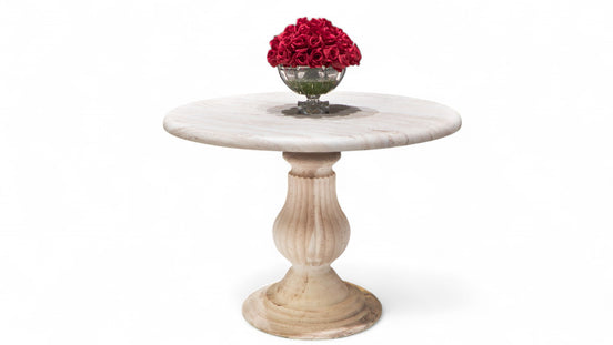 091 Round Travertine Dining Table
