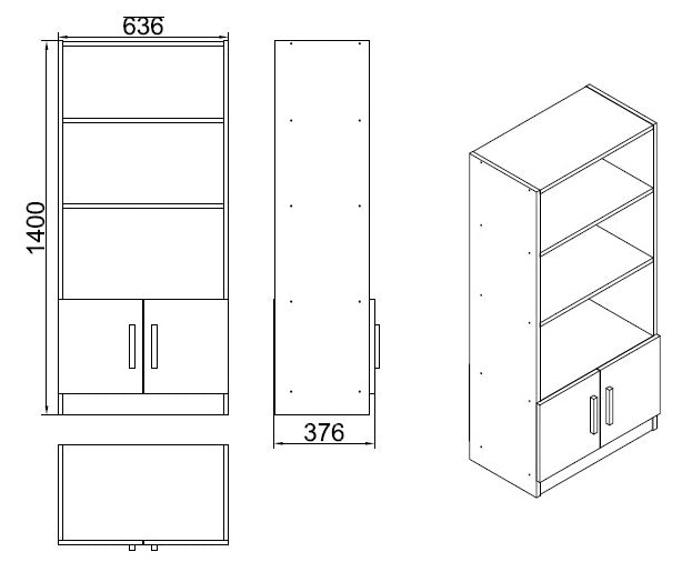 Valmere Book shelve file cabinet Tall White