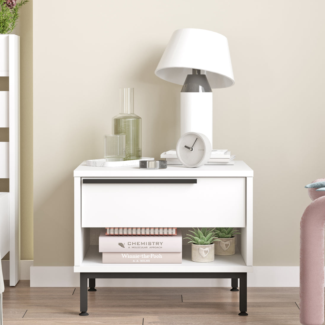 Lunara Bed Side Table White