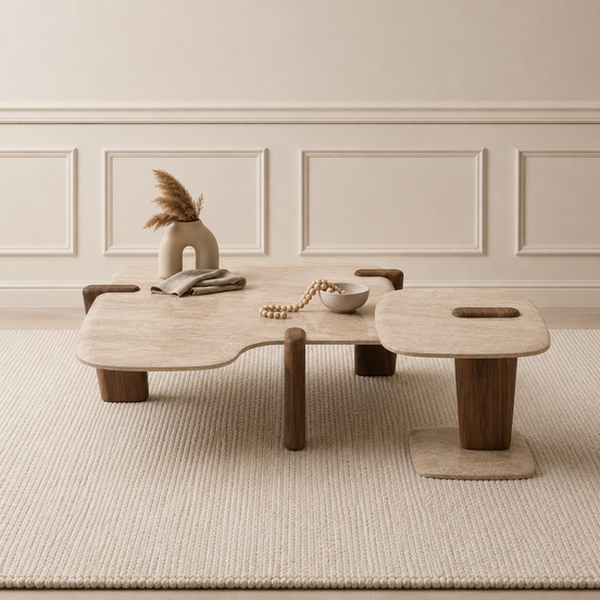 Craft Coffee Table Set Travertine