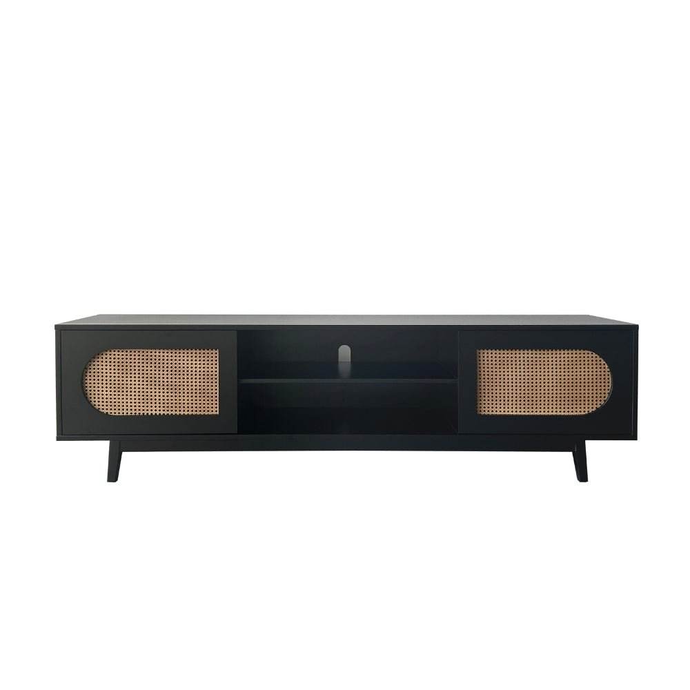 Claude Rattan Tv Unit Black 200cm