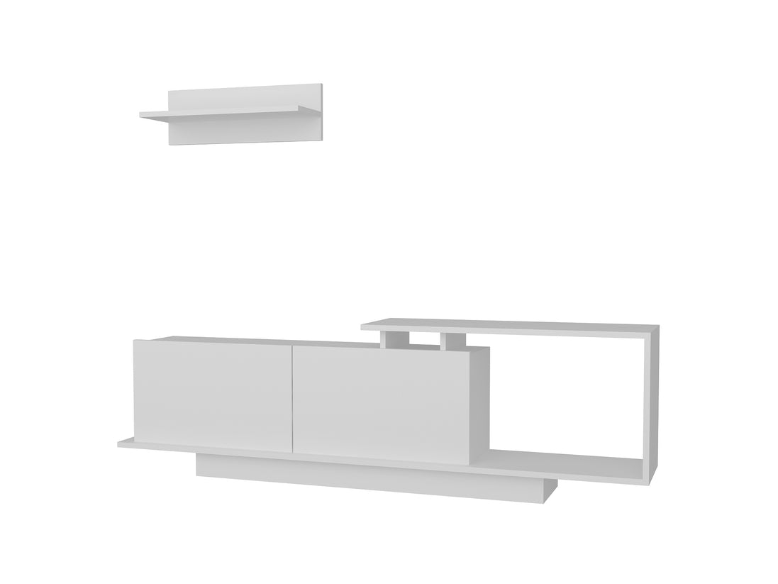 Aster TV Unit with Wall Shelves White