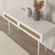 Claude Rattan Console Table White