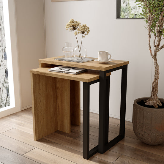 Lunara Edge Nesting Table 2 set Walnut
