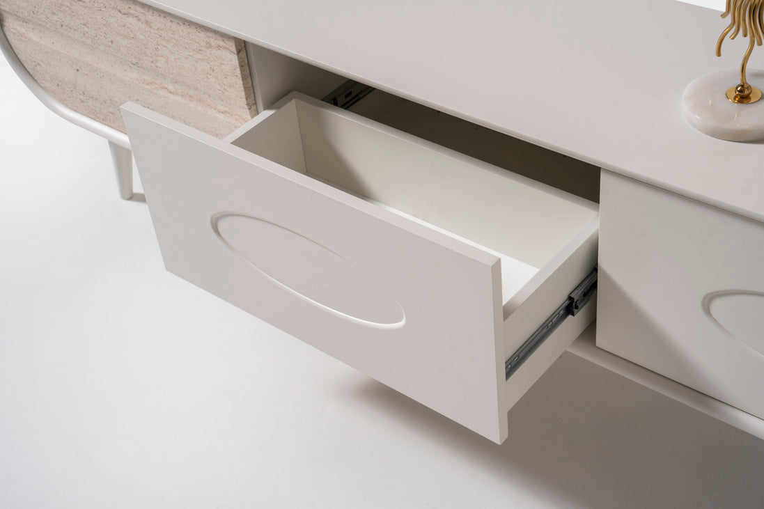 Discovery Tv Unit Cream Travertine 200cm