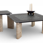 807 - 808 Travertine Smoked Coffee Table Set