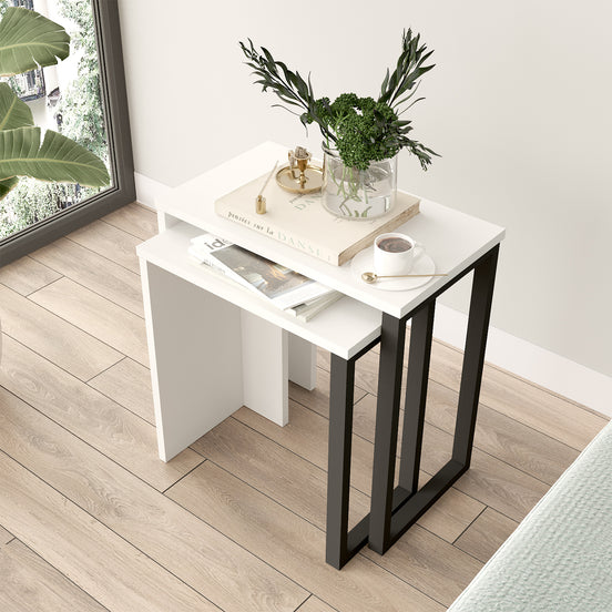 Lunara Edge Nesting Table 2 set White