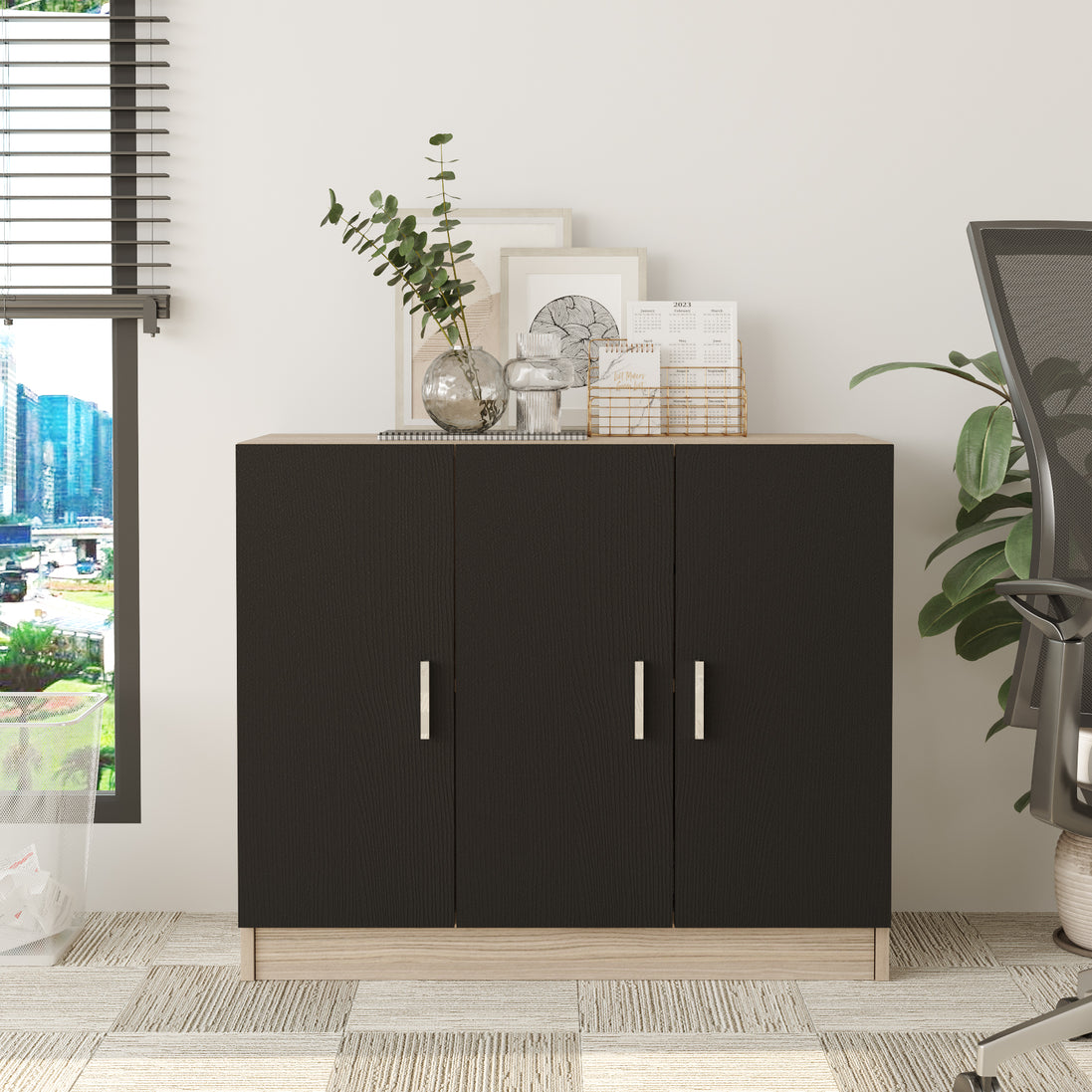 Valmere Book shelve file cabinet Wide Oak