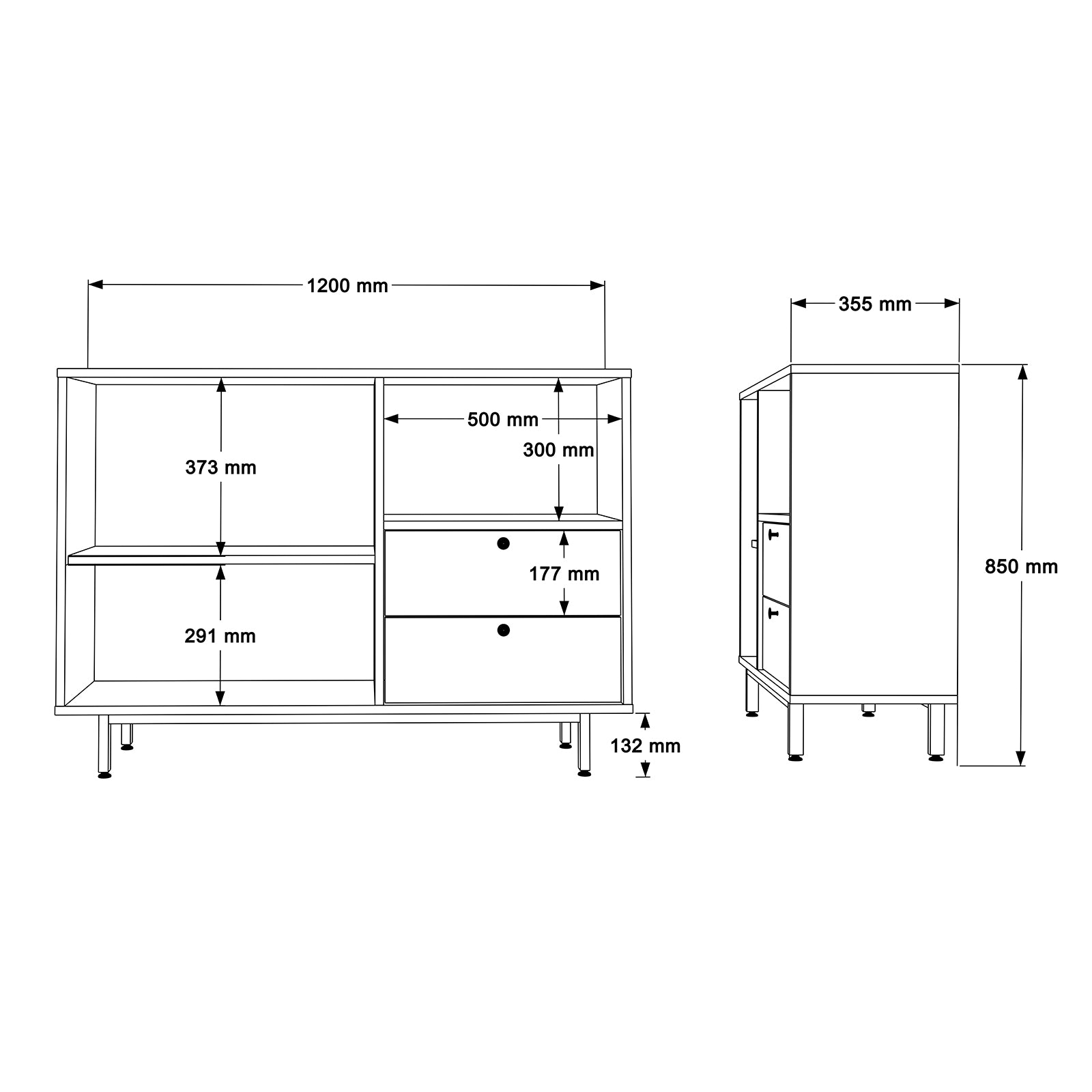 Lunaro Storage Cabinet with Shelves Large