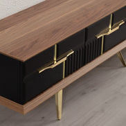 Tribe Wooden Fire Tv Unit Black 200cm