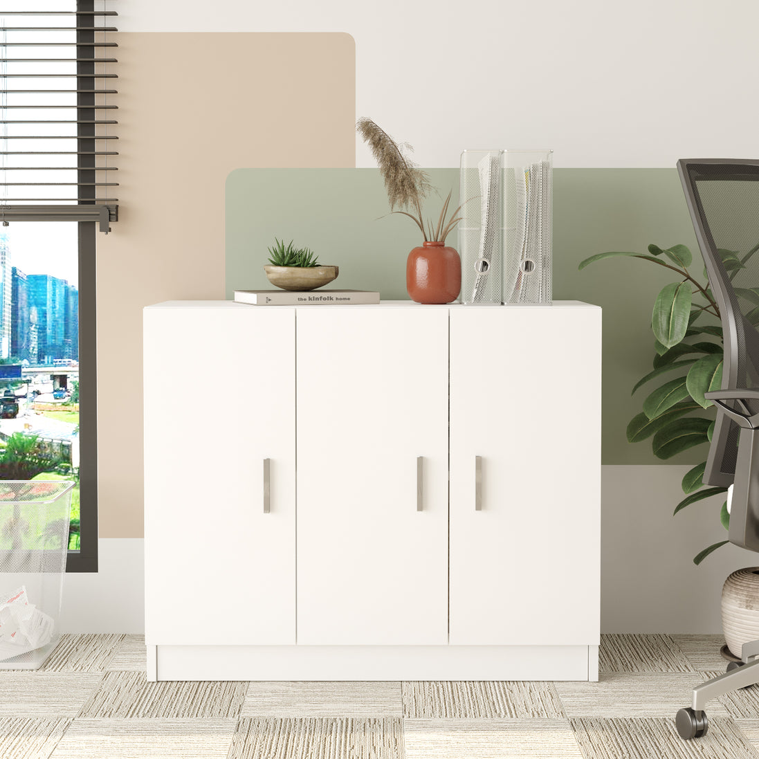Valmere Book shelve file cabinet Wide White