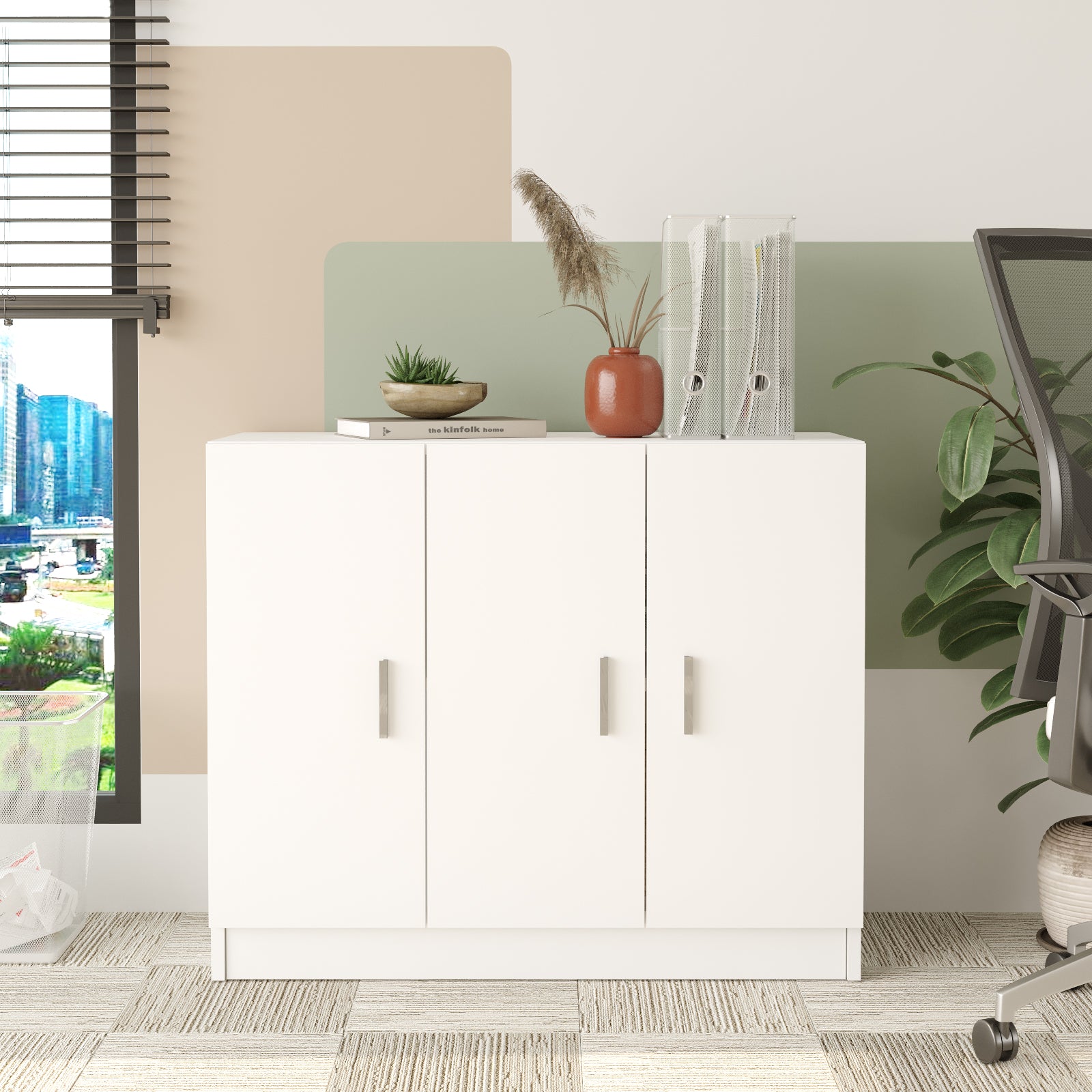Valmere Book shelve file cabinet Wide White