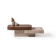 908 Travertine Walnut Coffee Table