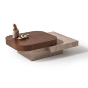 908 Travertine Walnut Coffee Table