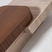 908 Travertine Walnut Coffee Table