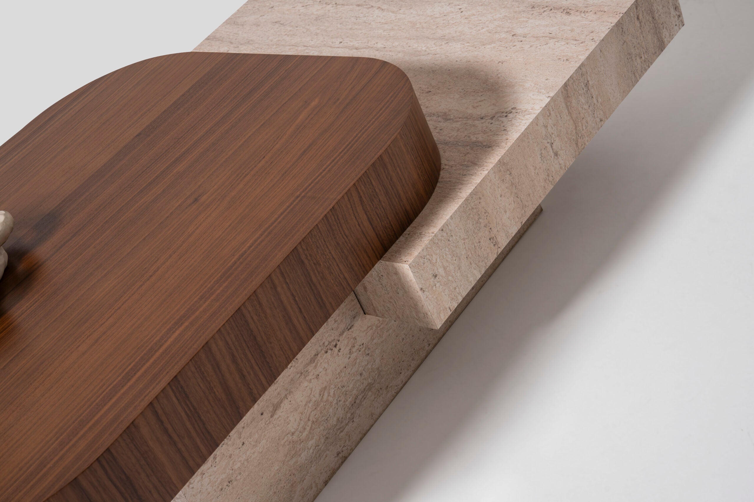 908 Travertine Walnut Coffee Table