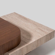 908 Travertine Walnut Coffee Table