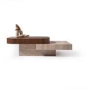 908 Travertine Walnut Coffee Table