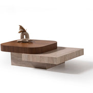 908 Travertine Walnut Coffee Table