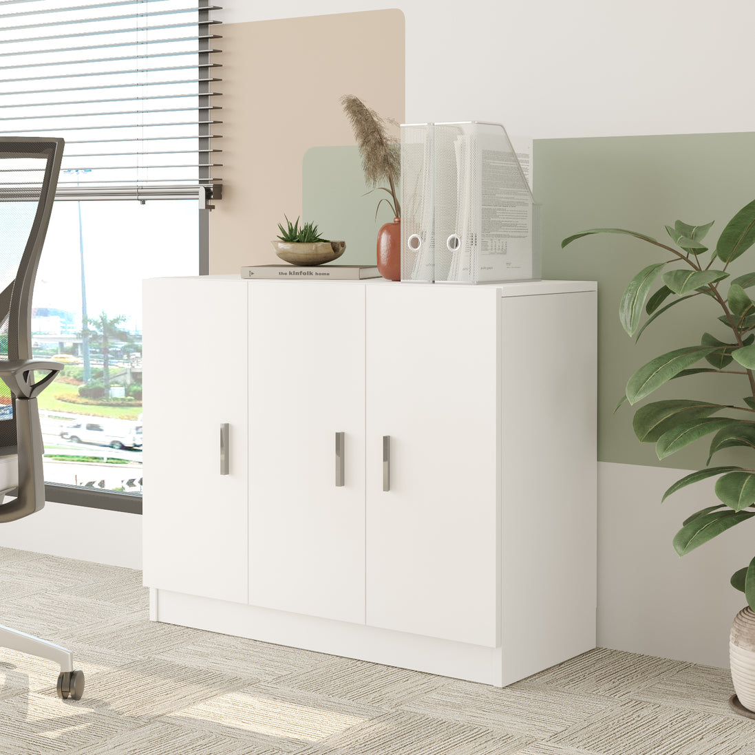 Valmere Book shelve file cabinet Wide White