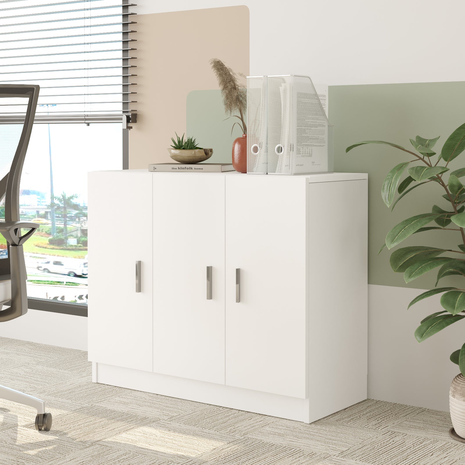 Valmere Book shelve file cabinet Wide White