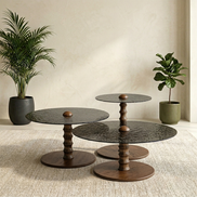 941 Walnut Bronze Fusion Glass Coffee Table