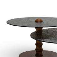 941 Walnut Bronze Fusion Glass Coffee Table