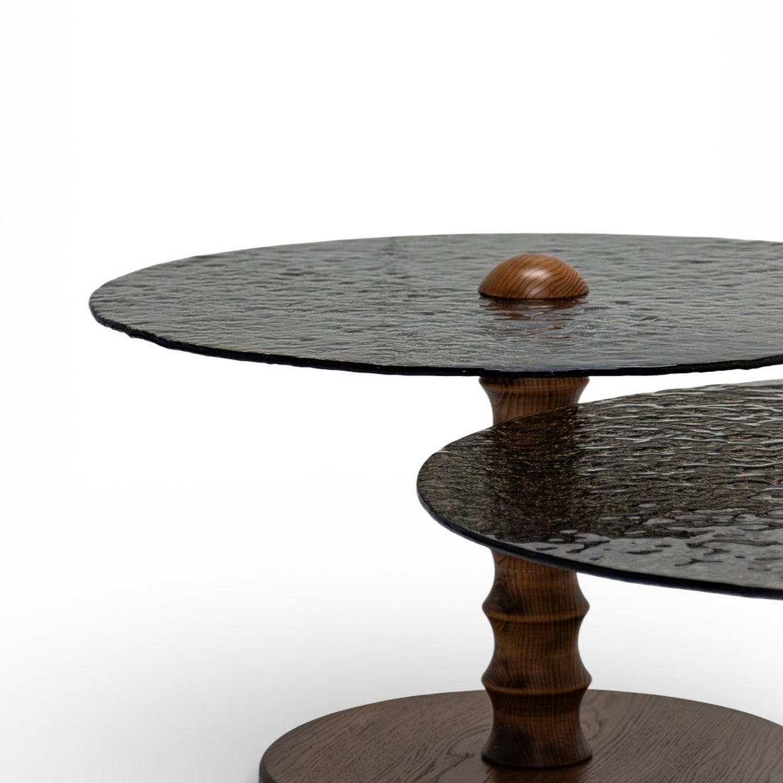 941 Walnut Bronze Fusion Glass Coffee Table