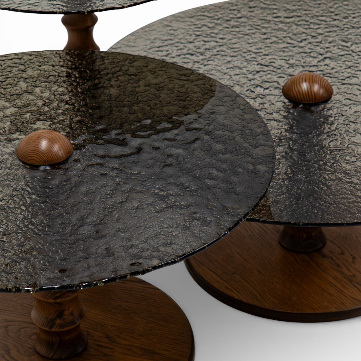 941 Walnut Bronze Fusion Glass Coffee Table
