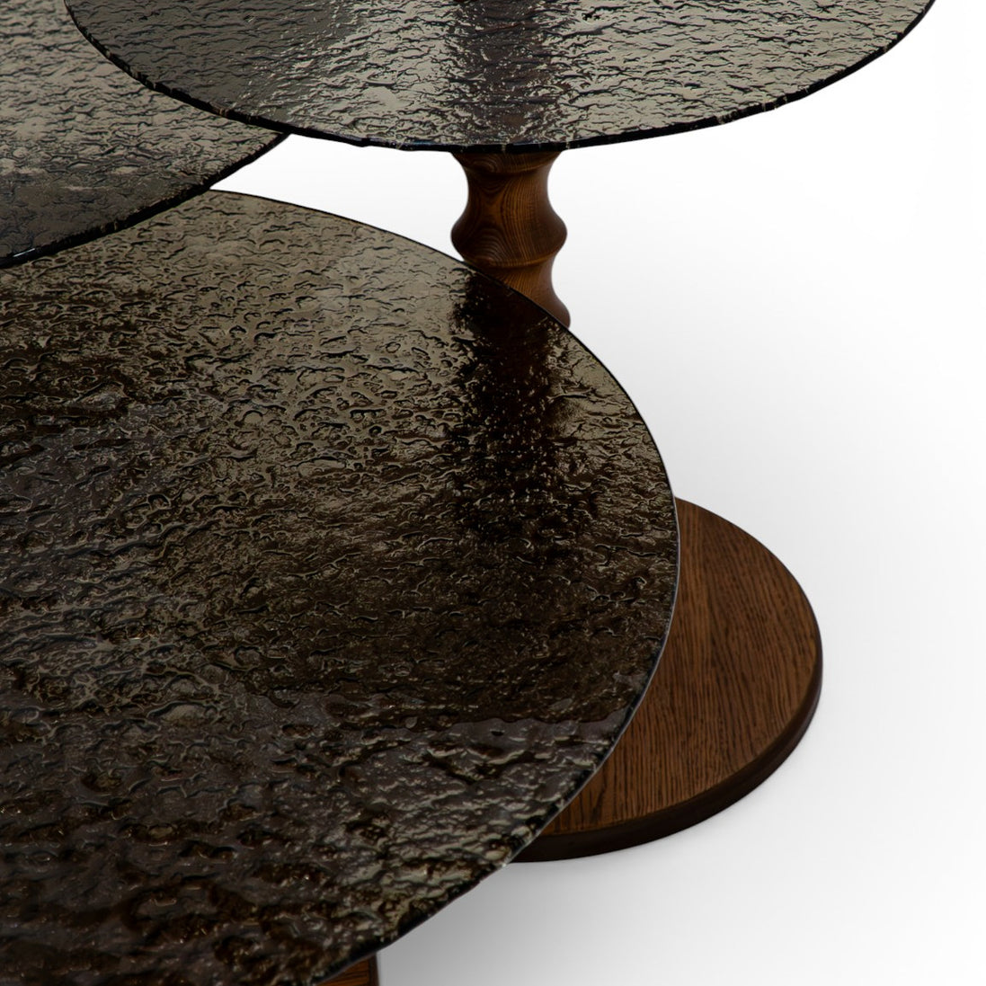 941 Walnut Bronze Fusion Glass Coffee Table