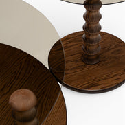 942 - 943 Walnut Bronze Glass Coffee Table Set