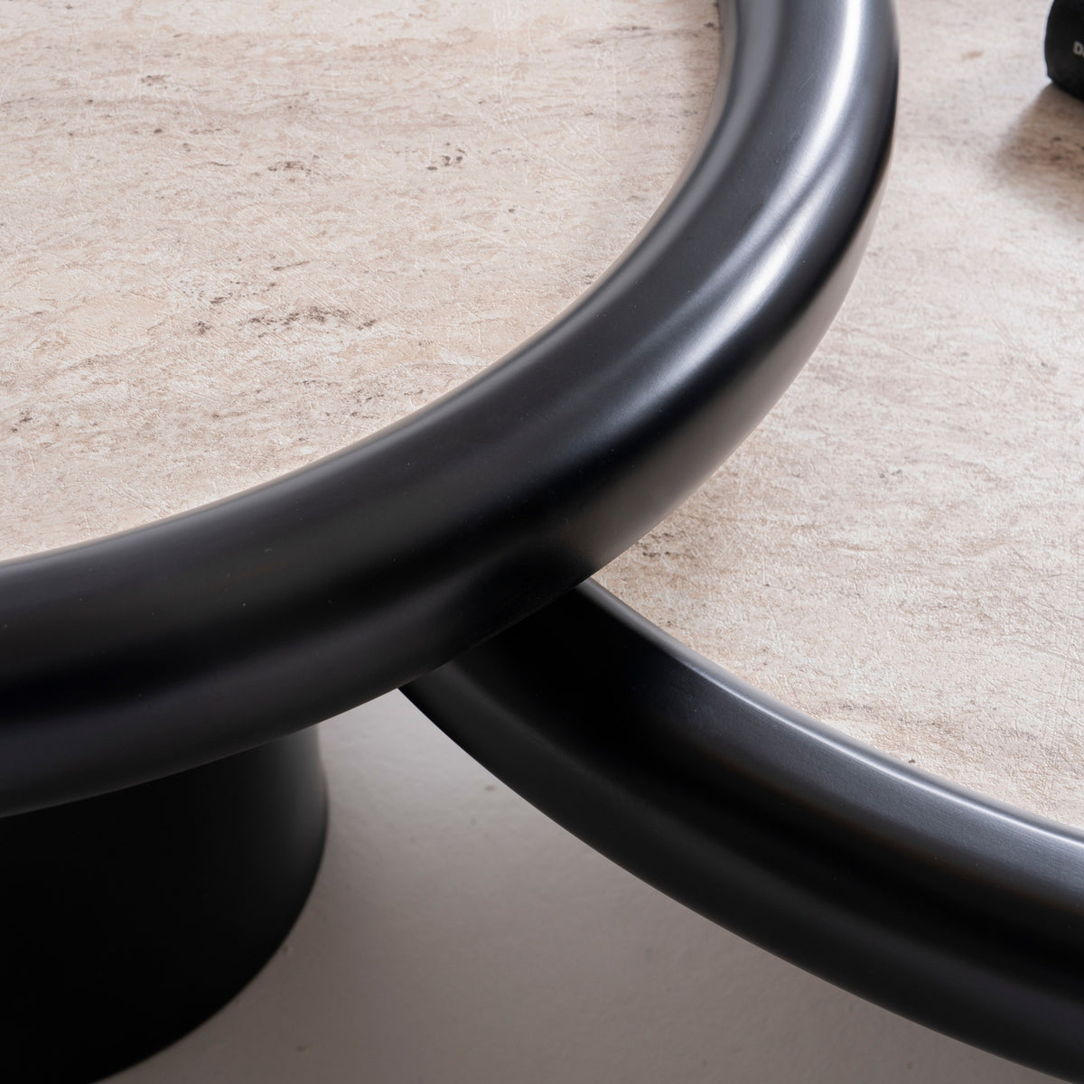 Intense Black Travertine Coffee Table Set