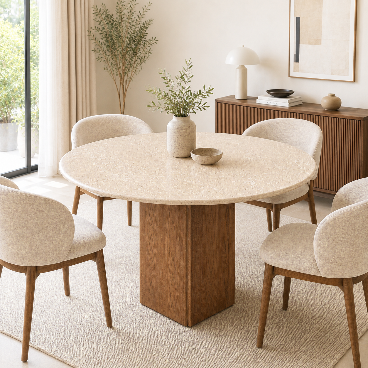 Valen Marble Dining Table Beige