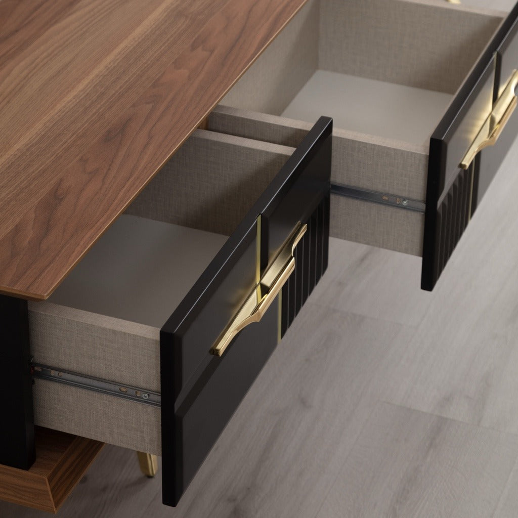 Tribe Wooden Fire Tv Unit Black 200cm