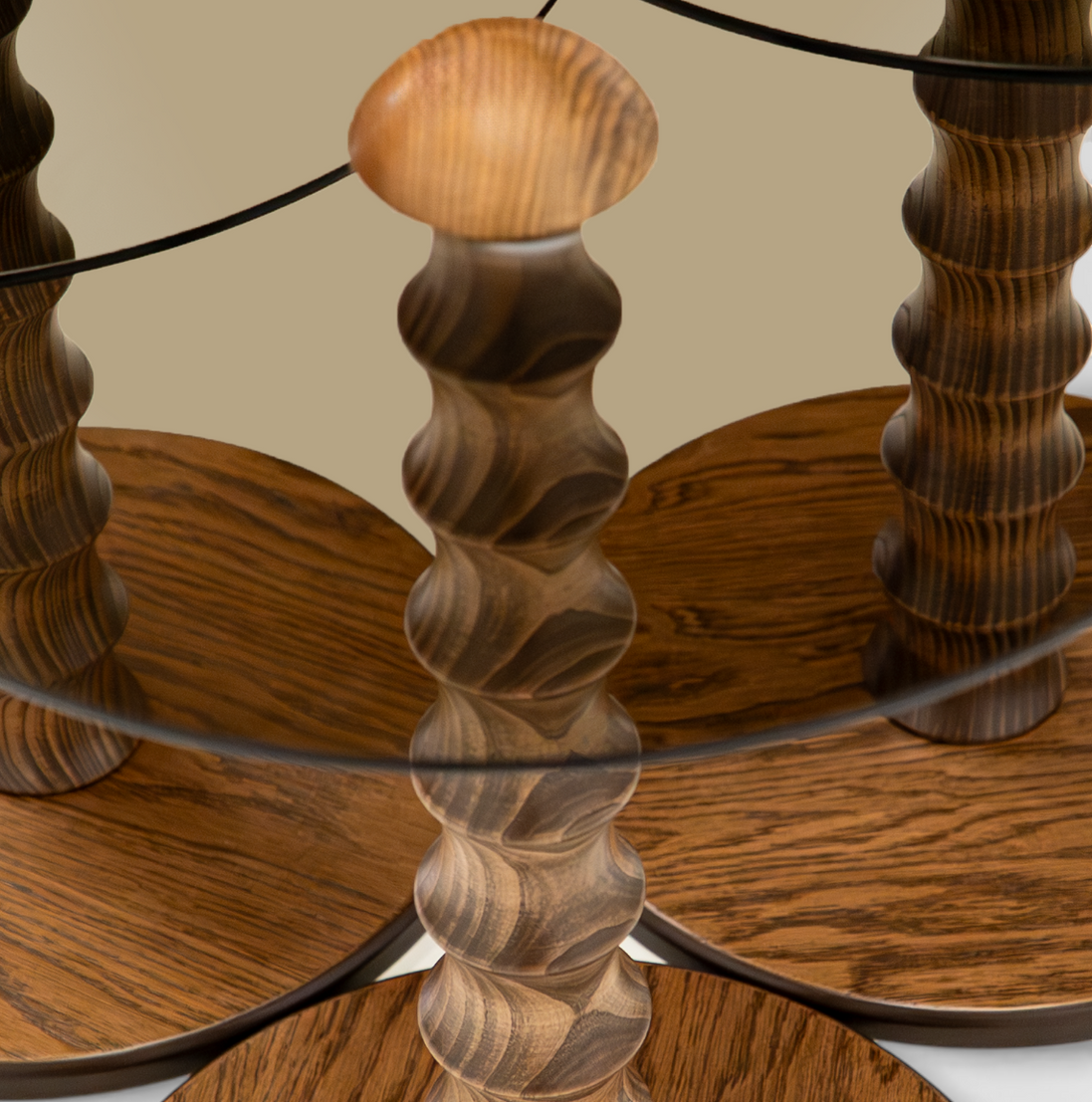 943 Walnut Bronze Glass Nesting Tables