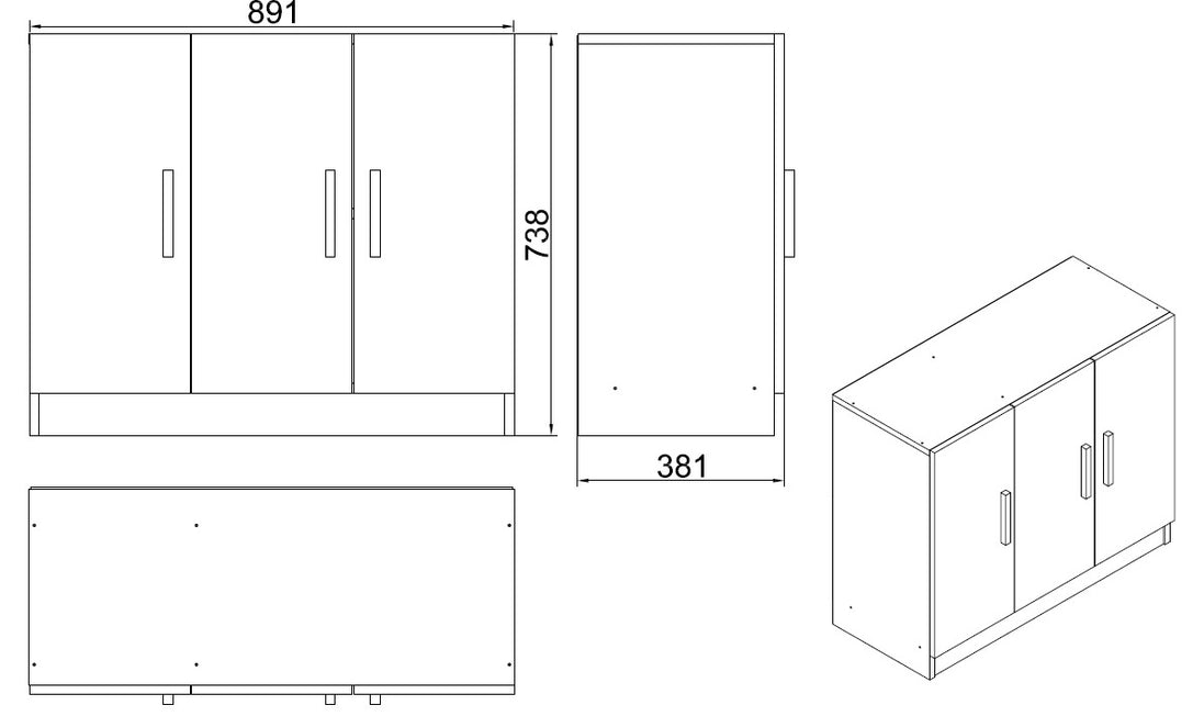 Valmere Book shelve file cabinet Wide White
