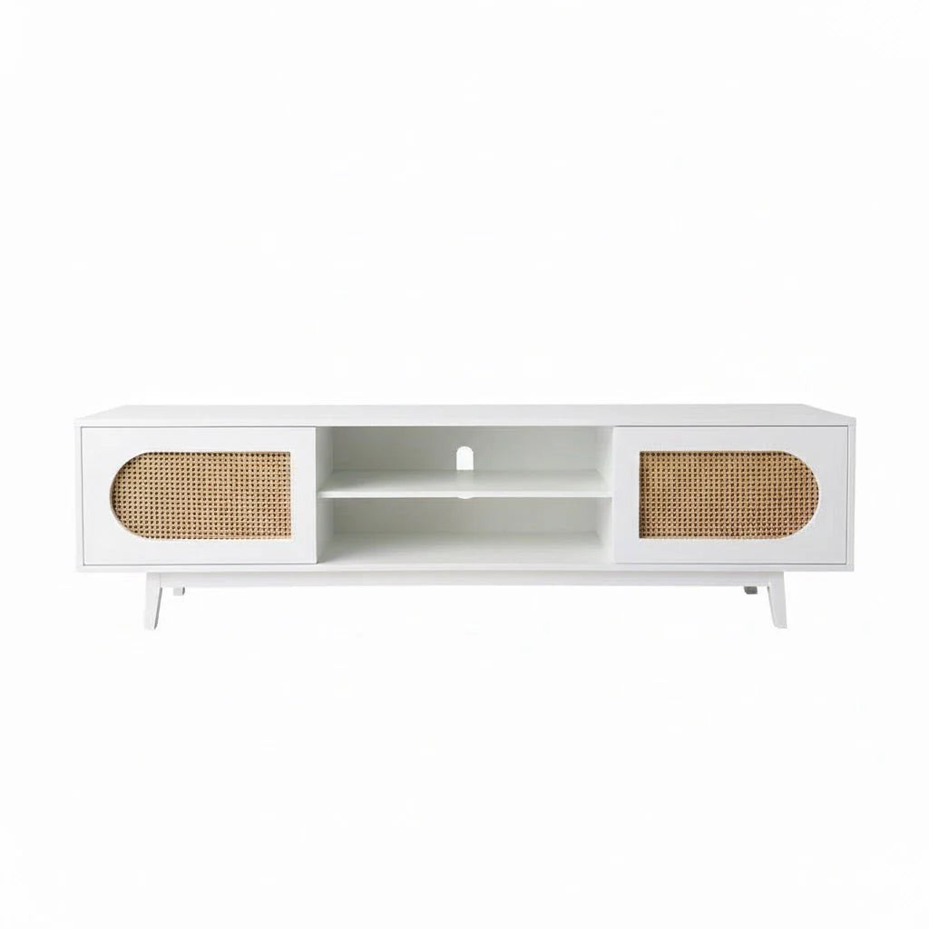 Claude Rattan Tv Unit White 200cm