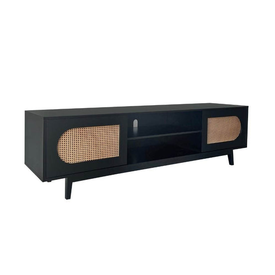 Claude Rattan Tv Unit Black 200cm