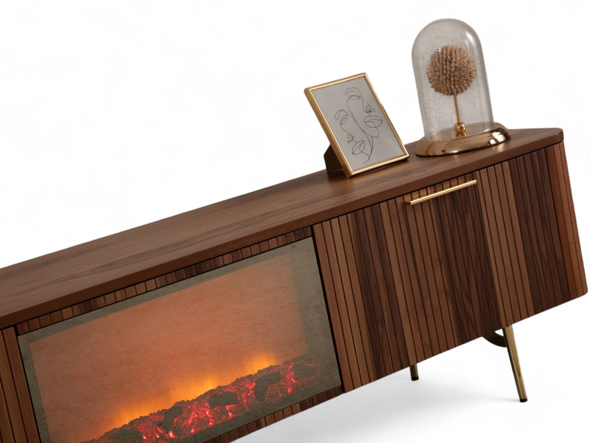 Asta Wooden Fire Tv Unit 200cm