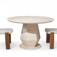 095 Round Travertine Dining Table