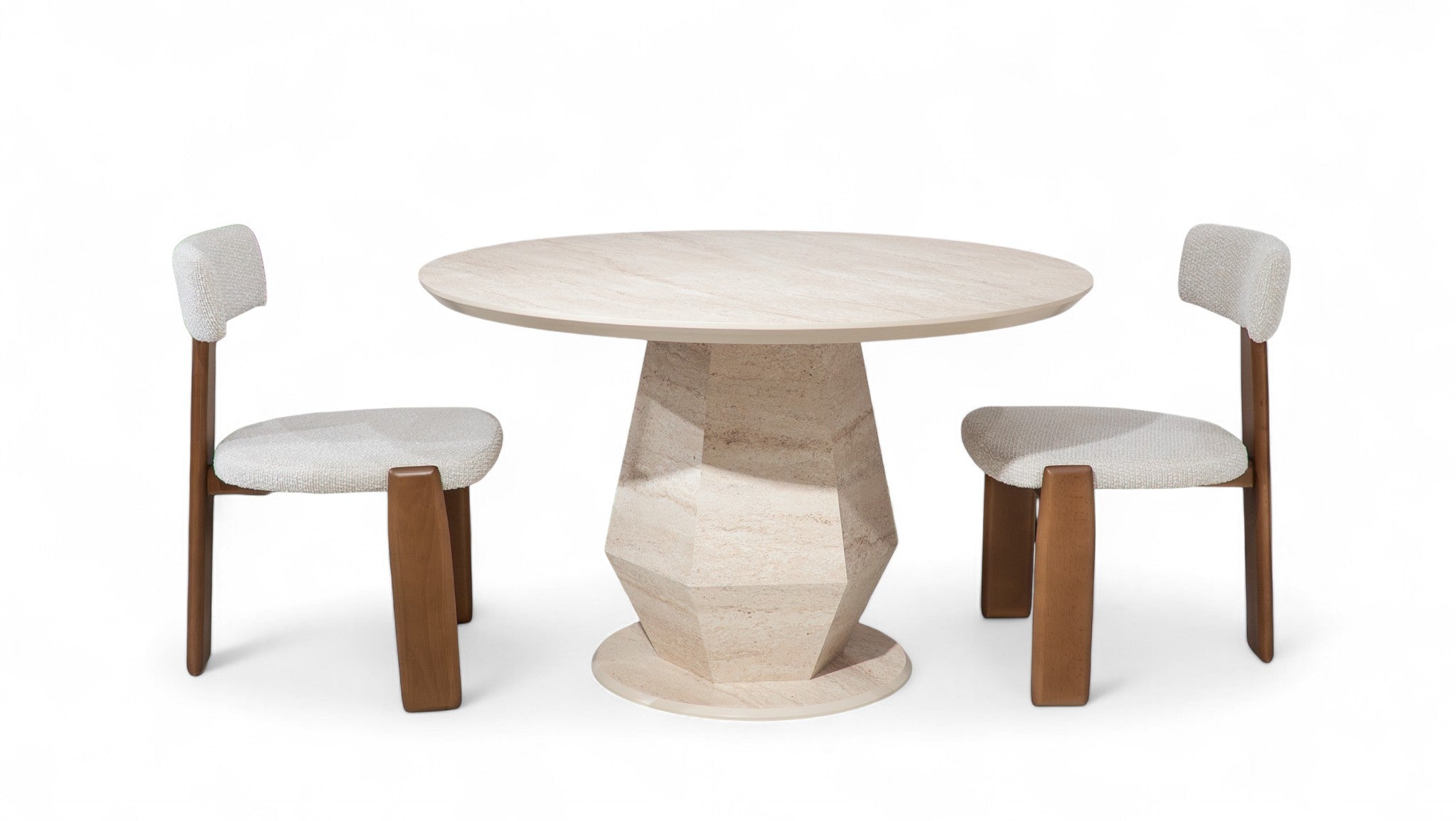 095 Round Travertine Dining Table