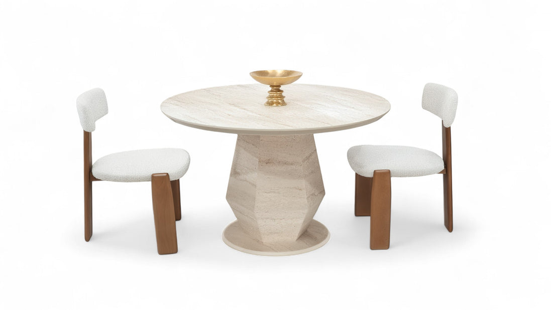 095 Round Travertine Dining Table