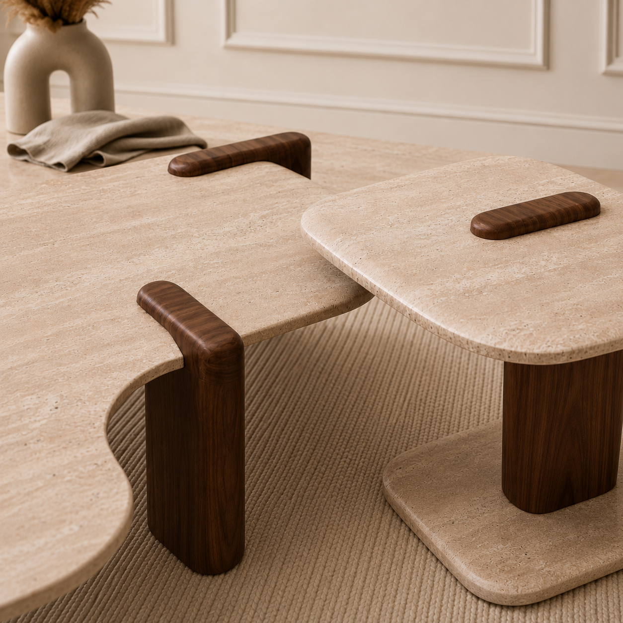 Craft Coffee Table Set Travertine