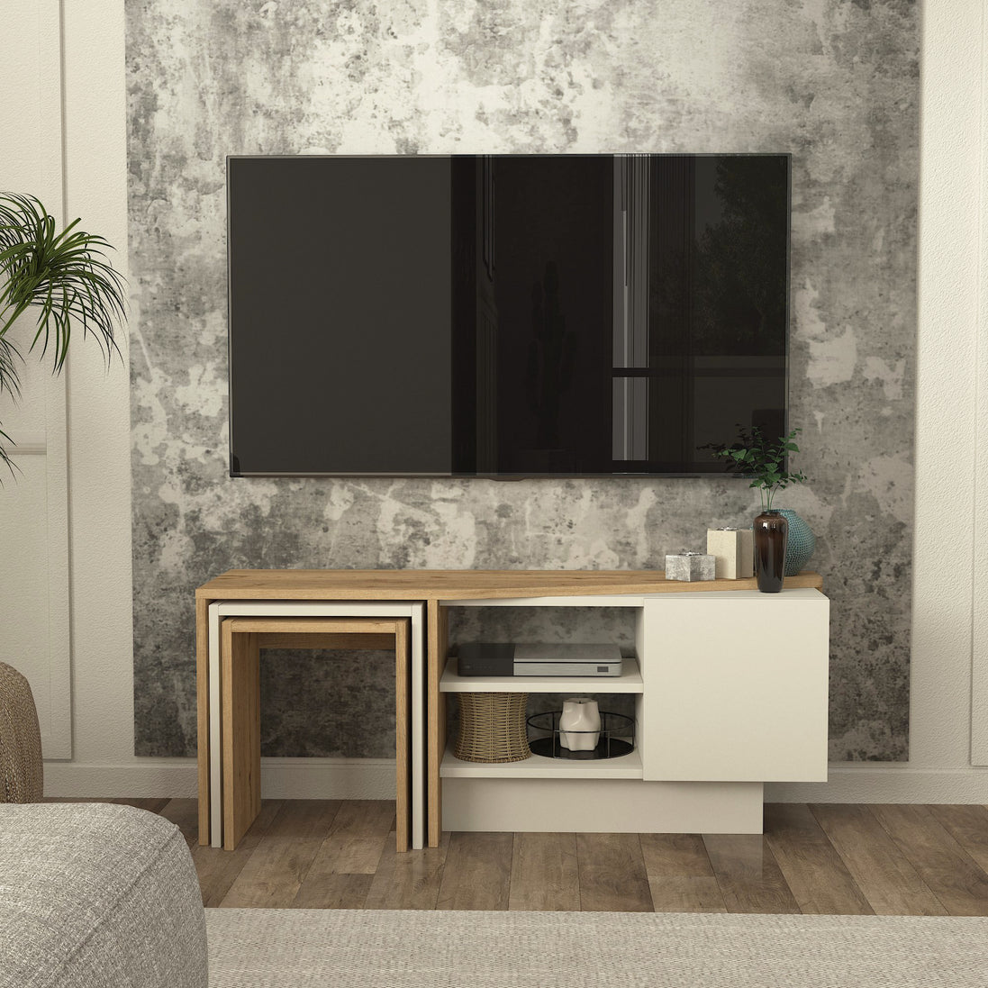 Rodega TV Stand with Nesting Table