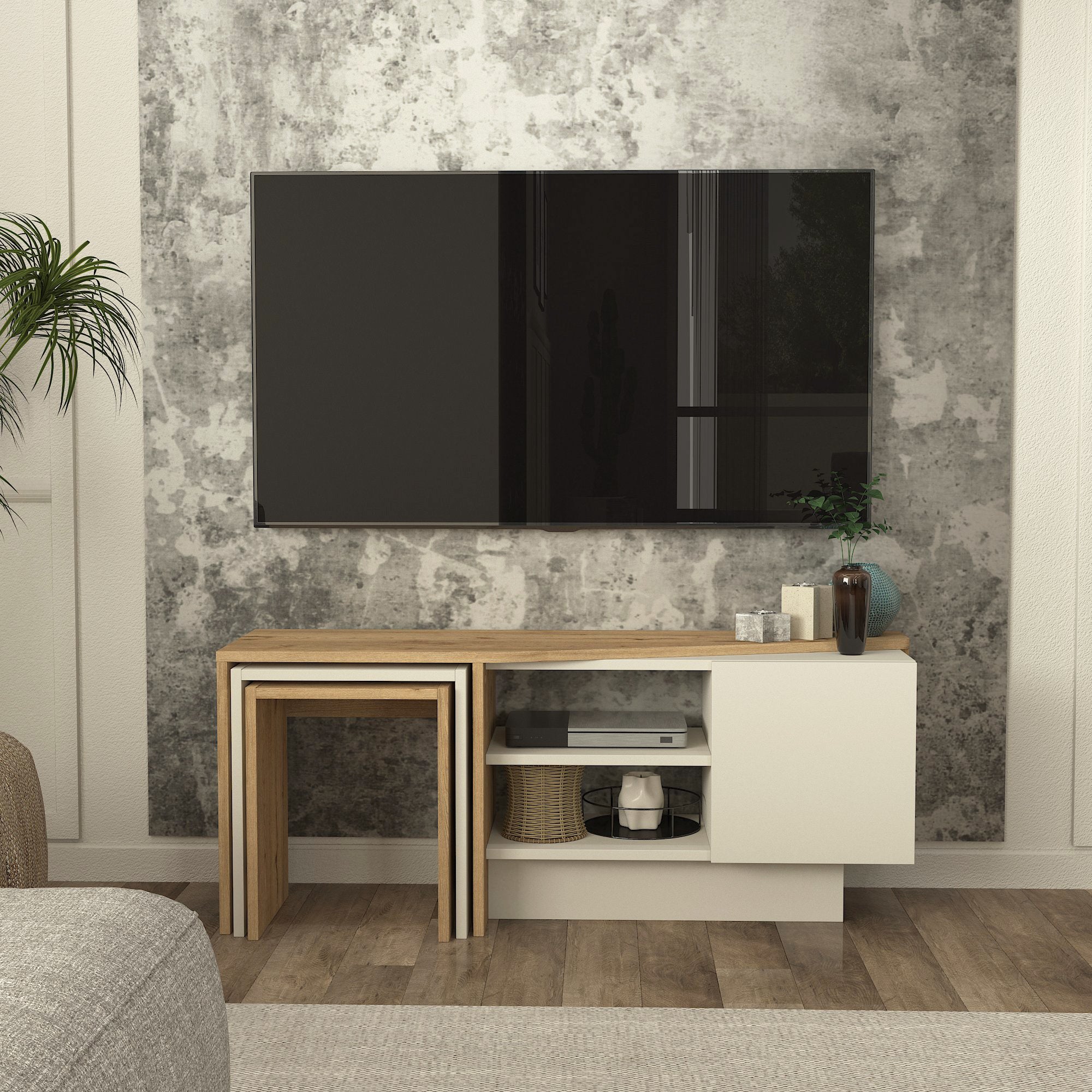 Rodega TV Stand with Nesting Table