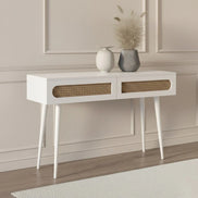 Claude Rattan Console Table White